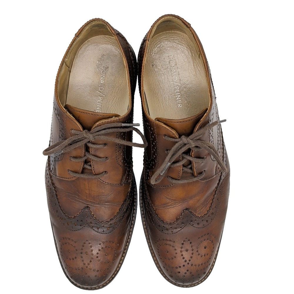 Donald PLINER Ramsey Brogue OXFORDS Brown Leather Wing Tip Dress Shoes Mens Sz 9 - Picture 8 of 12